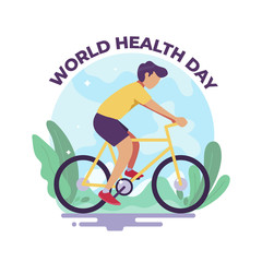 man riding bicycle for world health day