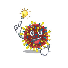 Have an idea gesture of corona virus molecule mascot character design