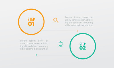modern 2 point steps timeline process infographics template