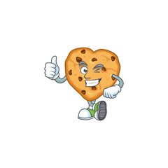 Obraz premium Chocolate chips love cartoon character making Thumbs up finger