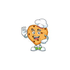 A picture of chocolate chips love cartoon character wearing white chef hat