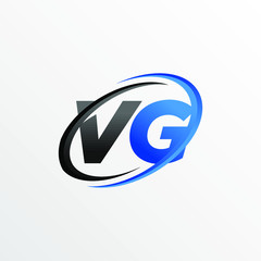 Initial Letters VG Logo with Circle Swoosh Element