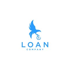 Loan logo design with bird and money vector illustration
