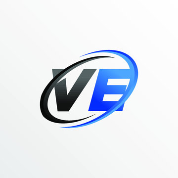 Initial Letters VE Logo with Circle Swoosh Element