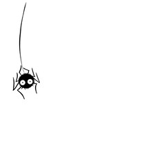 Cute spider on the web. Hand drawn. Isolated on white background. Halloween illustration