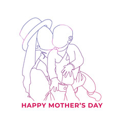 Colorful silhouette mom and baby vector