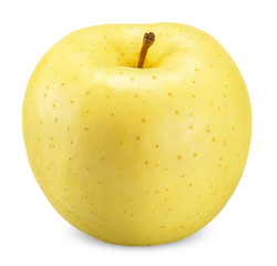 yellow apple isolated on white clipping path