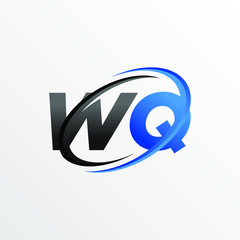 Initial Letters WQ Logo with Circle Swoosh Element