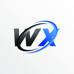 Initial Letters WX Logo with Circle Swoosh Element