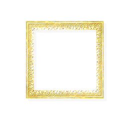 Vintage gold picture frame line patterns isolated on white background , clipping path