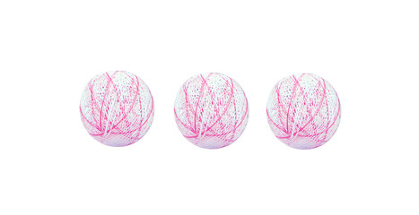 White and pink thread in circle shaped patterns isolated on white background , clipping path