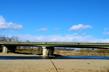 橋　道　空　思川　風景　栃木県