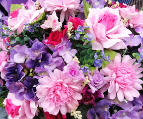 Close up of artificial flower bouquet.