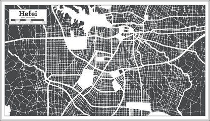 Hefei China City Map in Retro Style. Outline Map.