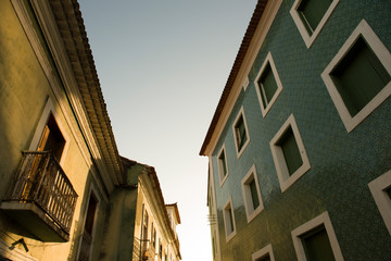 Fototapeta na wymiar Sao Luis do Maranhao, Maranhao, Brazil - May 18, 2016: Colonial houses in the historic center of Sao Luis do Maranhao during sunrise