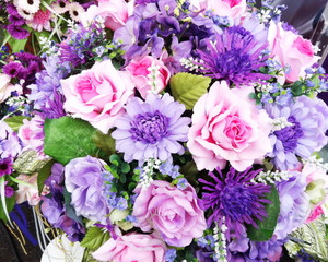 Close up of artificial flower bouquet.