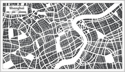 Shanghai China City Map in Retro Style. Outline Map.