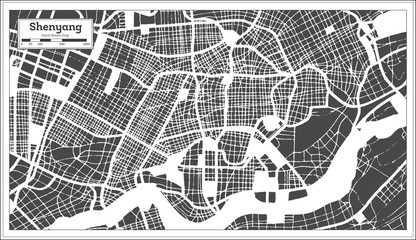 Shenyang China City Map in Retro Style. Outline Map.