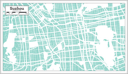 Suzhou China City Map in Retro Style. Outline Map.
