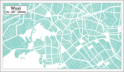 Wuxi China City Map in Retro Style. Outline Map.