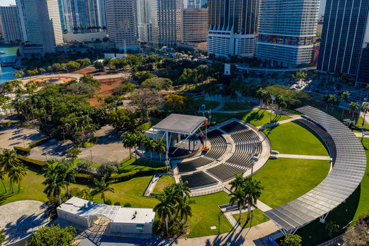 Aerial photo bayfront park amphitheater Miami FL