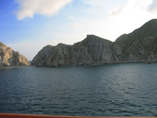 blue sea and mountains
