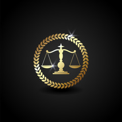 vector luxury logo illustration scale for law firm office, perfect for law firm office business. shiny gold color with gradient style