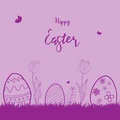 Happy Easter background with lettering and eggs
