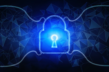 2d illustration Safety concept: Closed Padlock on digital background