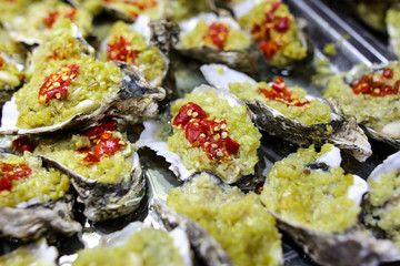 Sea oysters cooked according to a special recipe.
