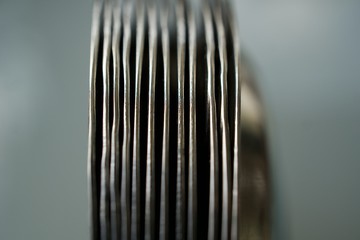 Bunch of Metallic Platters Placed Vertically