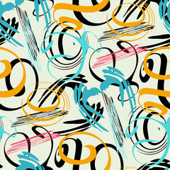 color abstract ethnic seamless pattern in graffiti style with elements of urban modern style bright quality illustration for your design