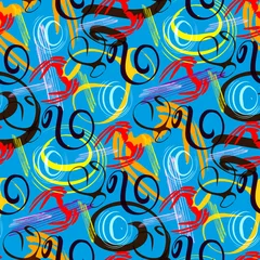 Gordijnen kleur abstracte etnische naadloze patroon in graffiti stijl met elementen van stedelijke moderne stijl heldere kwaliteit illustratie voor uw ontwerp © VECTOR CORPORATION
