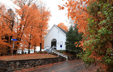 Fototapeta na wymiar Small historic church in rural Quebec
