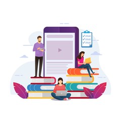 Vector illustration of education design concept for online course