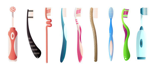 A set of beautiful toothbrushes. A set of different toothbrushes of different shapes.