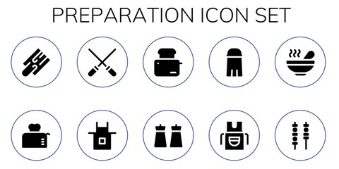 Modern Simple Set of preparation Vector filled Icons