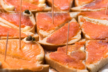 Appetizer of salmon tartlets