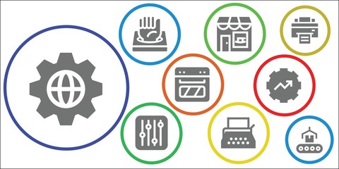 Modern Simple Set of machine Vector filled Icons