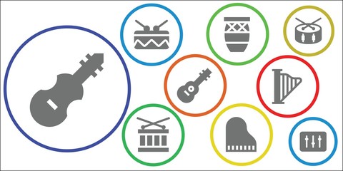 Modern Simple Set of piano Vector filled Icons