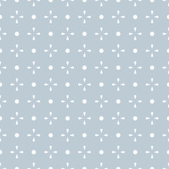 Geometric seamless white and grey pattern. Isolated objects and points on background, abstract simple design. Modern minimal design. Vector illustration perfect for graphic design ,textiles, print.