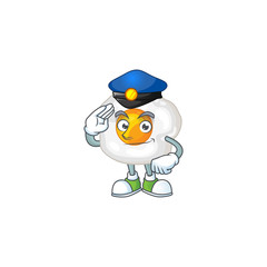 A cartoon of fried egg dressed as a Police officer