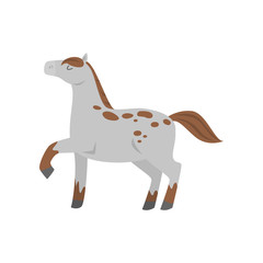 Cute beautiful cartoon horse. Graceful horse of an unusual coloring.