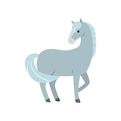 Cute beautiful cartoon horse. Graceful horse of an unusual coloring.