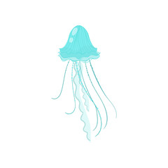 Obraz na płótnie Canvas Cute sea colorful jellyfish swim in cold water
