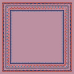 square scarf with ethnic border frame design