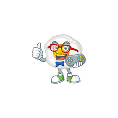 Obraz premium Talented fried egg gamer mascot design using controller