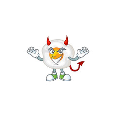 Cartoon picture of fried egg in devil cartoon character design
