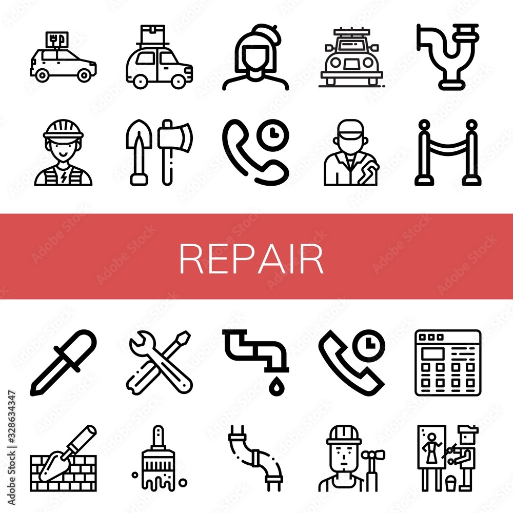 Wall mural Set of repair icons