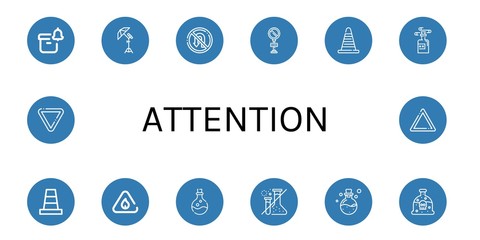 attention simple icons set